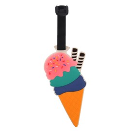 Fun Food Luggage Tags for Travel Suitcase ID Holder (Ice Cream with Straws)