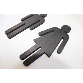 MIA STUDIO Toilet Men and Women Door Signs Ladies and Gents Symbols for Cafe Bar Restaurant Office or Public Venue, Made of Wood in the UK (men & women H13, vintage black)