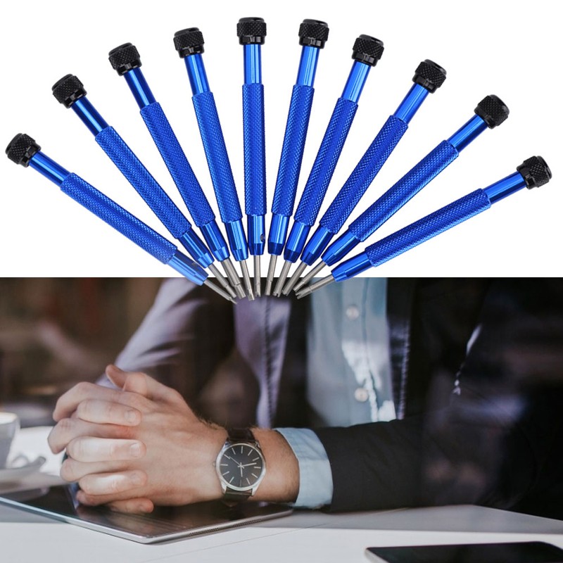 10Pcs Professional Watch Screwdriver Watch Repairing Tool with Storage Box