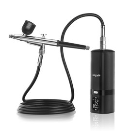 imyyds Airbrush Kit with Compressor, 32 PSI Cordless Air Brush Kit with Air Compressor, LED Display Single-action Airbrush Compressor,Pressure Adjustable Portable Airbrush Kit for Nails,Painting,Model