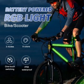 Bike Lights for Night Riding, LED Bicycle Frame Light for Night Riding, Waterproof Strip Light with Battery Box, Bright RGB Decoration Lights for Scooter,Trike,Bike Lighting Accessories