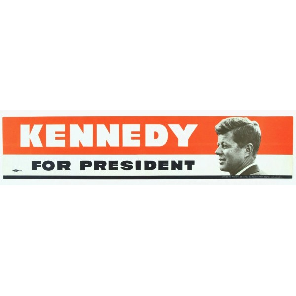 1961-1963 John F. Kennedy "For President" 4" x 18" Bumper