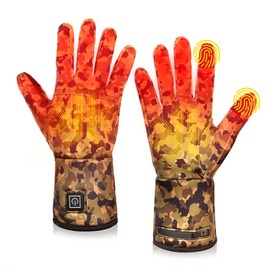 Heated Glove Liners for Men Women, Rechargeable Hand Warmers, Thin Camouflage Touchscreen Battery Electric Gloves Liner