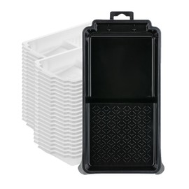 Bates- 4 Inch Paint Tray Set, 41 Pack, 1x 4 Inch Paint Roller Tray, 40x Disposable Plastic Liners, Black and White