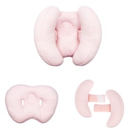 Blublu Park 2 in 1 Baby Travel Cushion, Banana Shape Adjustable Baby and Infants Neck Head Support Car Seat Insert Cushion for 3 to 12 Month, Pink