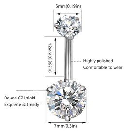 ONESING 12 Pcs 14G Belly Button Rings Belly Rings for Women CZ Opal Navel Rings Belly Piercings Jewelry Belly Barbells Stainless Steel Body Belly Button Biercing Jewelry