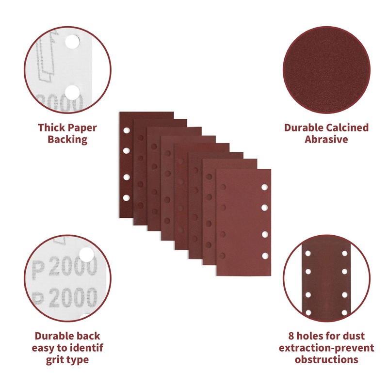 WeeGoo 80 Pieces Rectangular Sanding Sheets 1/3 Sheet Sandpaper for