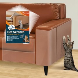 Acostop Cat Scratch Furniture Protector - Specially Designed for Leather Furniture, Easy to Remove Anti-Scratch Couch Protector from Cat, No Pins, 10 Pack