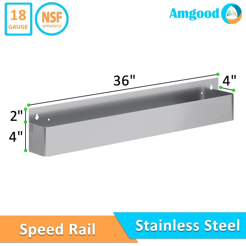 AmGood 36 in. Single Tier Stainless Steel Speed Rail Rack
