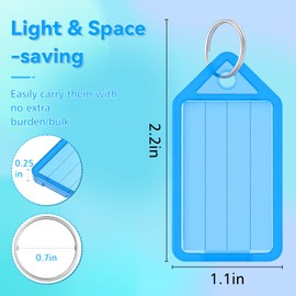 Key Fob Can Be Writed, Pack of 30 Key Rings for Labelling, 8 Colours, Key Tags with Extra Labels, Key Tags for Suitcases, Pets, Key Bags