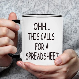 WENSSY Accountant Gifts Spreadsheet Mug, Oh This Calls For a Spreadsheet Mug, Funny Gift for Accounting Boss CPA Men Women Nerd 11 Ounce with Gift Box White with Black Handle