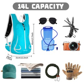 ONTYZZ Running Backpack Small Cycling Rucksack 14L Lightweight Backpacks Waterproof Sports Backpack for MTB Hiking Jogging Snowboard Skiing Backpack Commuting Daypack