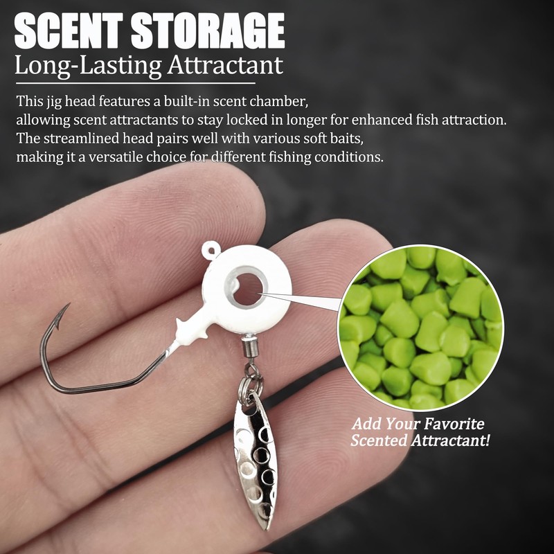 VMSIXVM Crappie Jigs with Spinner, 15 Pcs Scent Holder Underspin