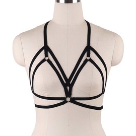 HJZLSSYS Women Harness Elastic Cupless Cage Bra Hollow Out Strappy