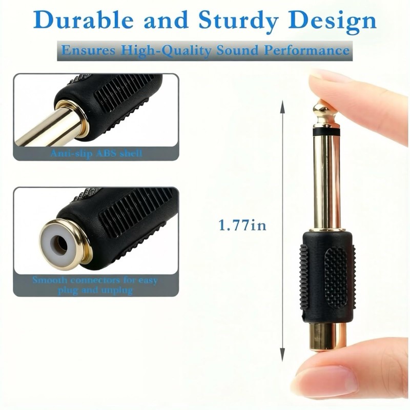 Eledabra 8Pcs RCA Female Jack to 6.35mm 1/4" Male Mono