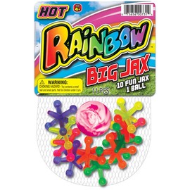 JA-RU Big Rainbow Jacks Game w/ Bouncy Ball (1 Set, 10 Jax Pieces) Vintage Board Games, Classic Kids Toys. Party Favor, Stocking Stuffers, Pinata Filler. Indoor & Outdoor Games. 731-1A