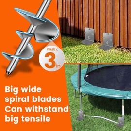 Ground Anchors Screw in 14" Set of 2 Trampoline Stakes Heavy Duty Mobile Home Shed Anchors - Storage Shed Anchor Kit - Playset Swing Anchors - Stakes for Fence,Carport,Garden (Silver, 2 x 14in)