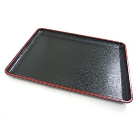 JapanBargain, Japanese Serving Trays Plastic Lacquered Bento Tray Dinner Tray Tea Tray Ottoman Coffee Table Tray TV Tray Butler Tray, Black and Red Color, Made in Japan, 19x14.5 inch, 4-Pack