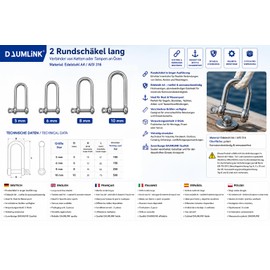 DAUMLINK Grillo rotondo lungo 10 mm, Acciaio inox A4 (AISI 316)