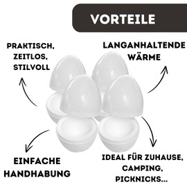 Quality-Collection Egg Cosy Thermal Egg | The Classic for Warm Breakfast and Easter Eggs | Integrated Styrofoam for Long-Lasting Warmth | Ideal for Home, Camping and Picnic | Set of 4 | White