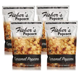 Fisher's Popcorn | Caramel Flavor | 10oz Bag | 4-Pack