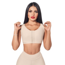 Forma Tu Cuerpo Post Surgery Compression Bra Wide Straps – Post Op Bra for Women Front Closure, Mastectomy Bras, Breast Augmentation Recovery, Surgical Support, Breast Reduction, Lumpectomy, BEI 32