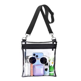 aninako Clear Bag, Crossbody Bag, Gym Shoulder Bag, Transparent Tote Bag, Gym Clear Bag, Storage Bag, Travel, Unisex, Black