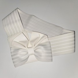 Women's Bowknot Corset Waist Belt Wide Elastic Stretch for Belt Dress Accessories (White)