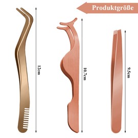 Pack of 3 Eyelash Tweezers, Eyelash Tweezers for Eyelash Extensions, Stainless Steel Straight and Curve Tips, Professional False Eyelash Tool Eyelash Tweezers