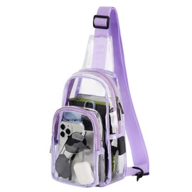 TINYAT Clear Sling Bag for Women Men Transparent Crossbody Bag Stadium Approved PVC Shoulder Chest Bag