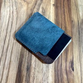 Big Bur Oak Handmade Minimalist Leather Card Holder/Wallet/Sleeve (Dark Brown/Olmo)