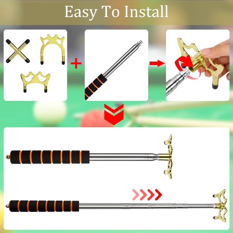 Eidoct Blucent Retractable Billiards Cue Stick Bridge, Snooker Pool Cue
