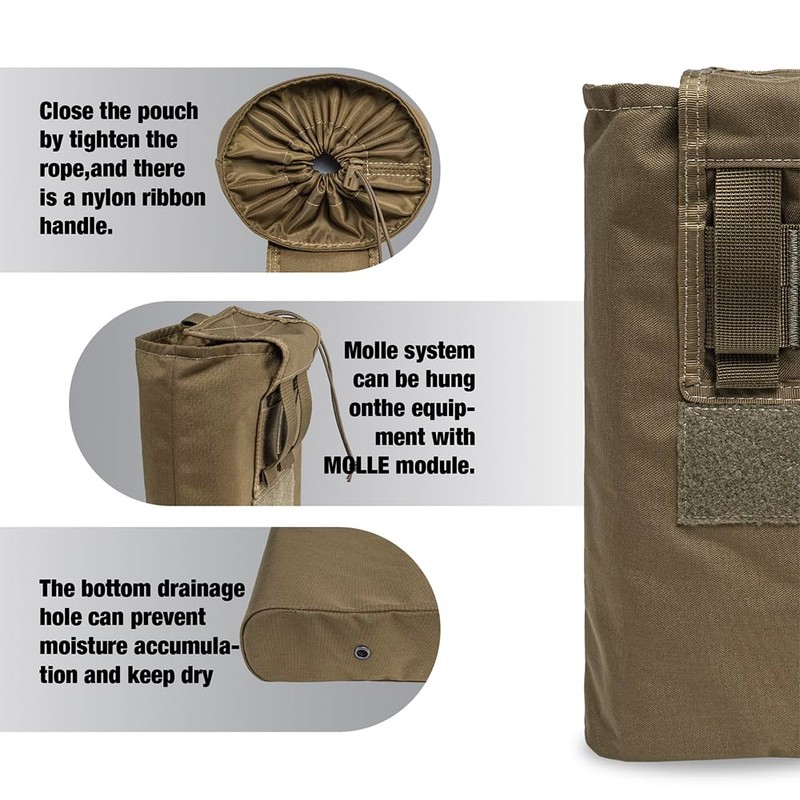 TSPRO Khaki Molle Pouches, Tactical Dump Pouch for Belt, Foldable