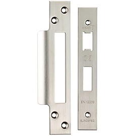Forend Strike and Fixing Pack - Suitable for Sashlocks - Satin Stainless Steel | Forend Strike & Fixing Protective Plate Set - Door Lock Furnishings - Forend Plate, Strike Plate and Screws Included