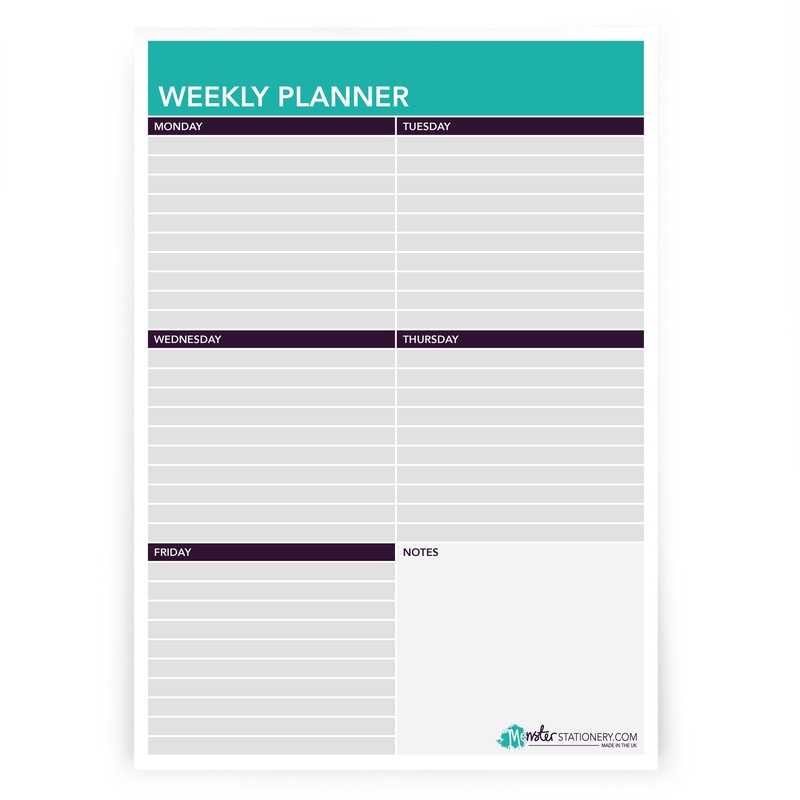 Monster Stationery - A4 Weekly Planner/Things to Do Today/Desk Schedule/to