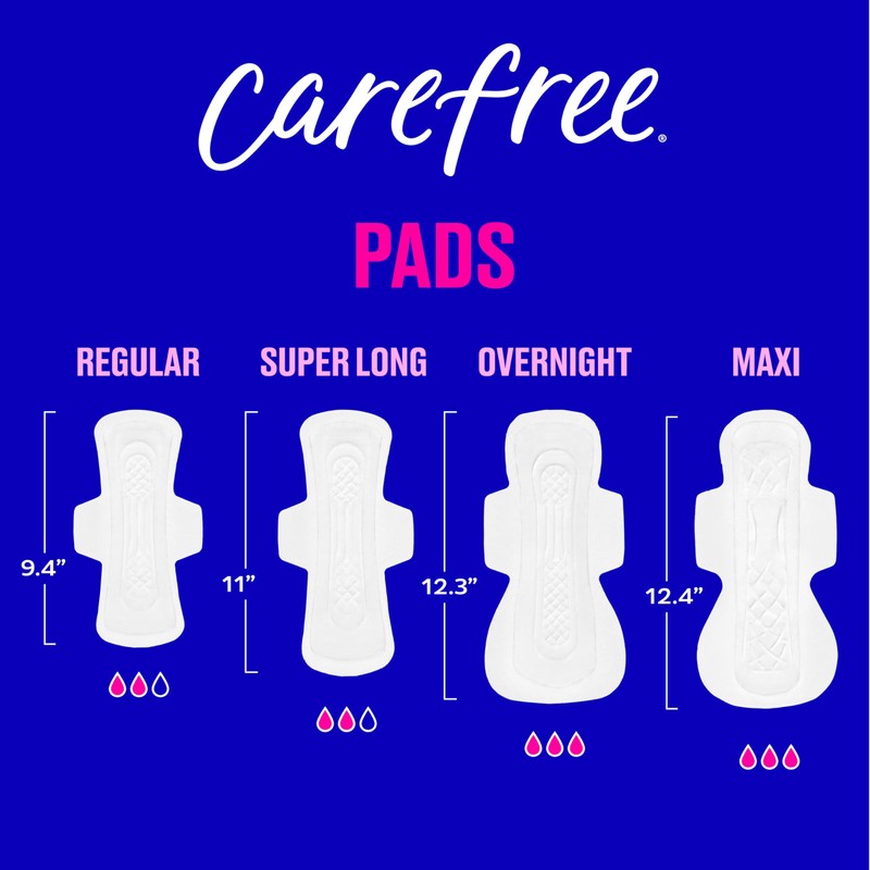 Carefree Ultra Thin Pads for Women, Regular Pads with Wings,