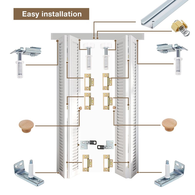 Bifold Door Hardware Kit, 48-Inch Bi-fold Closet Door Track Kit