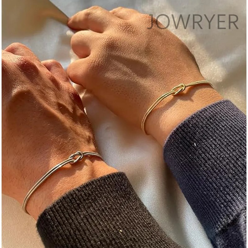 Pulseras Ajustables de Pareja Nudo de Amor Acero Inoxidable Oro