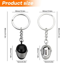 Pack of 2 Motorcycle Keyrings, 3D Mini Helmet Keyring, Motorcycle Helmet, Motorcycle Decoration for Men, Keychain Motorcycle Gadget, Motorcycle Helmet Keychain for Motorcycle Gift, Black, silver