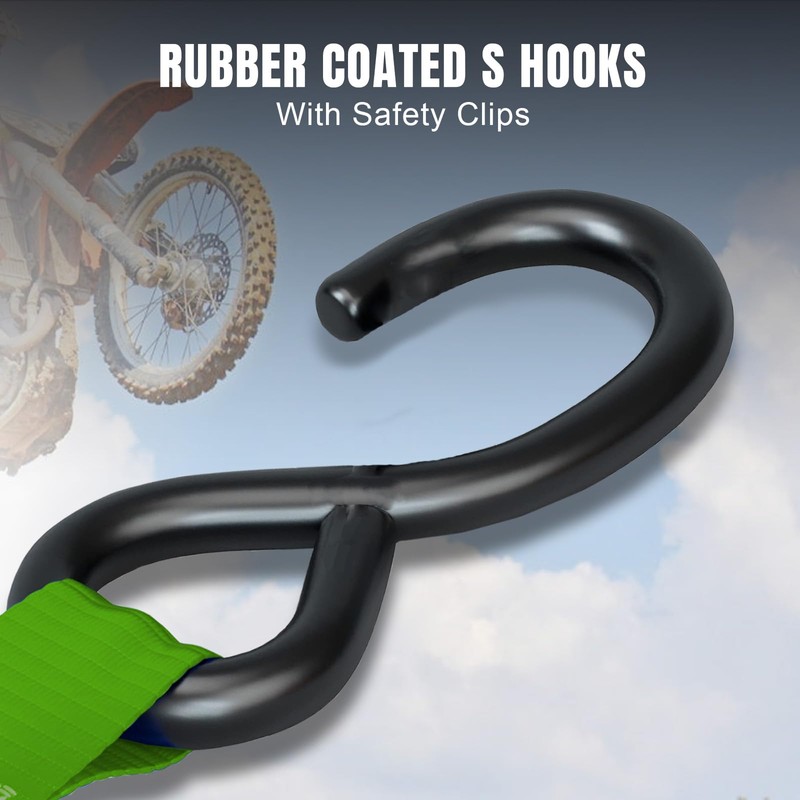 Jack Boss Ratchet Tie Down Straps Set,1500 lbs Break Strength,
