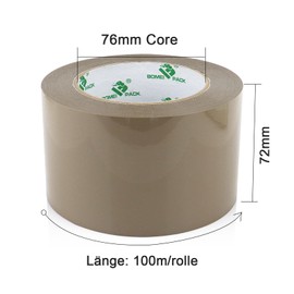BOMEI PACK Braun 72 mm x 100 m Parcel Tape Packing Tape Cardboard Tape 100 m Packaging Material for Parcels and Cardboard Packing Tape with High Adhesion in Professional Quality