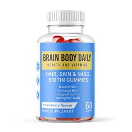 Hair, Skin and Nails Vitamin Gummies with Biotin, Vitamin C and E, Collagen - Biotin Gummies for Hair Growth 60 Gummies. Promotes Thicker Hair, Reduces Breakage, Stronger Nails and Glowing Skin.