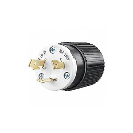 Bryant Electric 70630NP Industrial Grade Locking Plug, 2-Pole, 3-Wire, Nema L6-30P, 30 Amp, 250V, Black/White