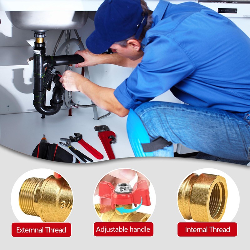 Brass Ball Valve, 3/4 Inch Shut-off Valve, External Thread, Brass