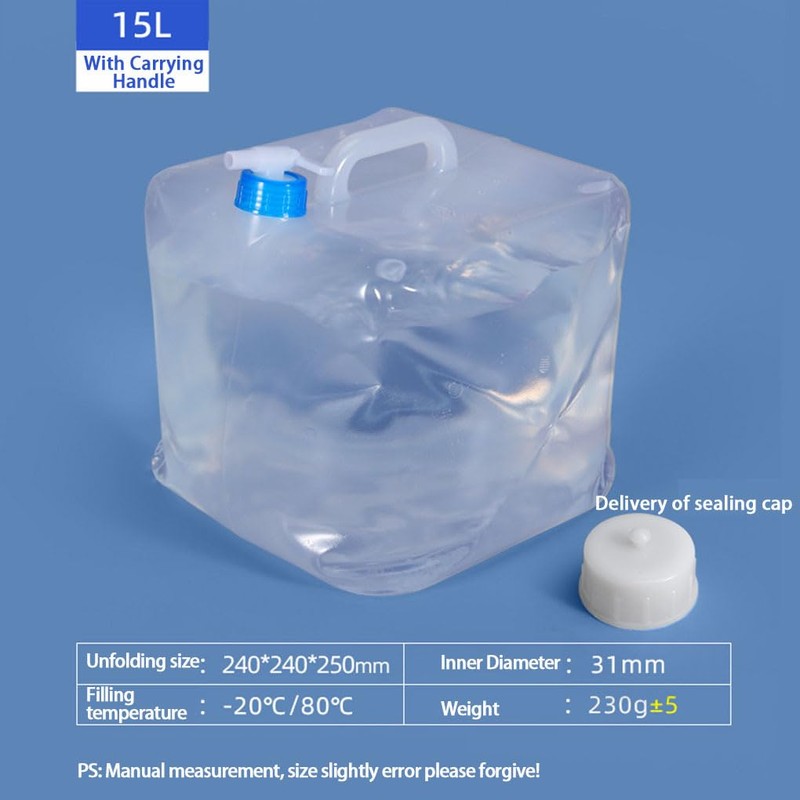 Portable Water Container Collapsible 10L/15L/20L Foldable Bucket for Camping Hiking