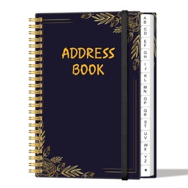 Address Book with Alphabetical Tabs - Small Address Book Spiral with Address Contacts, Special Date, Phone, Birthday & Internet Login Password for Home and Office, 4.3" x 6.2", Black Flower