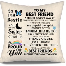 for Women Girls Besties Throw Pillow Cover Cushion Cover bff Graduation Gift Birthday Gift Funny Presents for Besties (BESTIE)