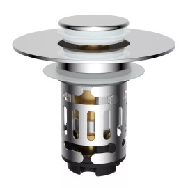 Hibbent Sink Strainer Pop Up Stopper with Removable Filter Basket Brass Core