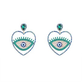 Teardrop Eye Earrings, Heart Evil Eye Dangle Earrings for Women, Bohemian Beaded Eye Earrings, Sparkling Eye Stud Earrings Evil Eye Boho Jewelry, Love Heart Eye Drop Earrings