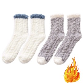 Soft Fluffy Socks, Cuddly Socks Women, Fluffy Socks, 2 Pairs Women's Cuddly Socks, Warm Bed Socks, House Socks, Colourful for Women, Fuzzy Fluffy Socks, Soft Comfortable Fluffy Socks in Winter, White